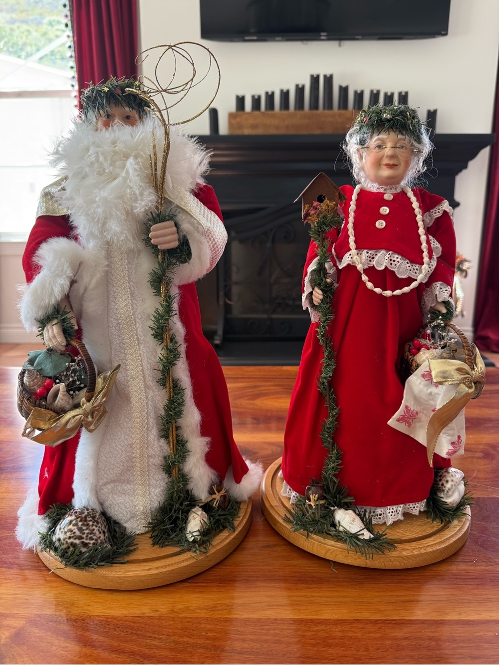 Hawaiian Maui Moonbeams Vintage Mr. and Mrs. Santa Signed by Deborah Sawyer